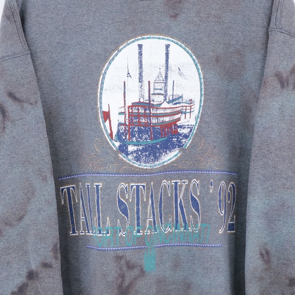 90s Tall Stacks Cincinnati Acid Wash Sweatshirt - Picture 4 of 8